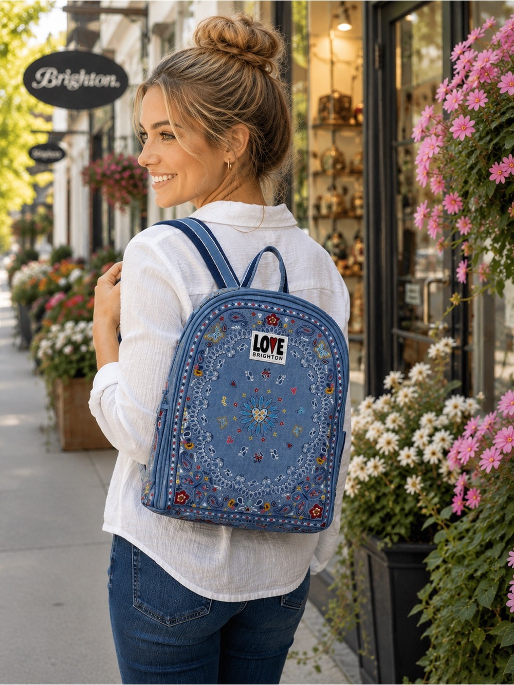 Brighton Bandana Love Backpack Blue Paisley Butterfly Print Mini Backpack - Picture 1 of 16